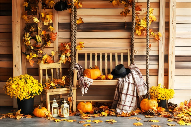 Thanksgiving Day Backdrop Bench Rustic Charm Fall Backdrop UK LXX57-346
