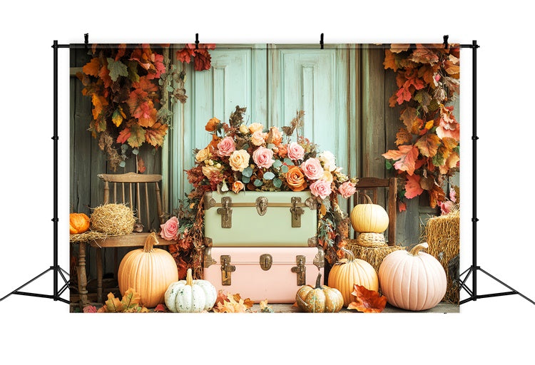 Thanksgiving Backdrops Vintage Door Harvest Rose Backdrop UK LXX57-348