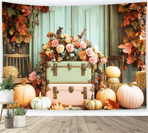 Thanksgiving Backdrops Vintage Door Harvest Rose Backdrop UK LXX57-348