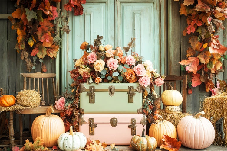 Thanksgiving Backdrops Vintage Door Harvest Rose Backdrop UK LXX57-348