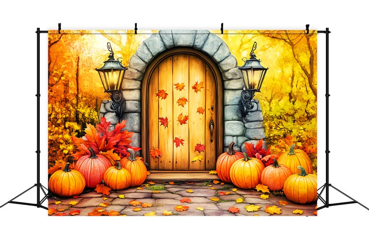 Photography Thanksgiving Backdrop Pumpkin Cozy Porch Backdrop UK LXX57-350