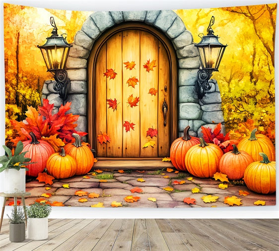 Photography Thanksgiving Backdrop Pumpkin Cozy Porch Backdrop UK LXX57-350