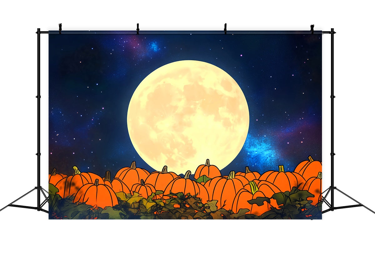 Backdrop For Thanksgiving Full Moon Pumpkin Field Backdrop UK LXX57-351