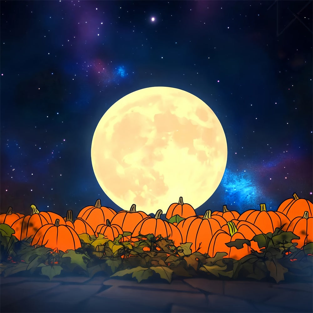 Backdrop For Thanksgiving Full Moon Pumpkin Field Backdrop UK LXX57-351