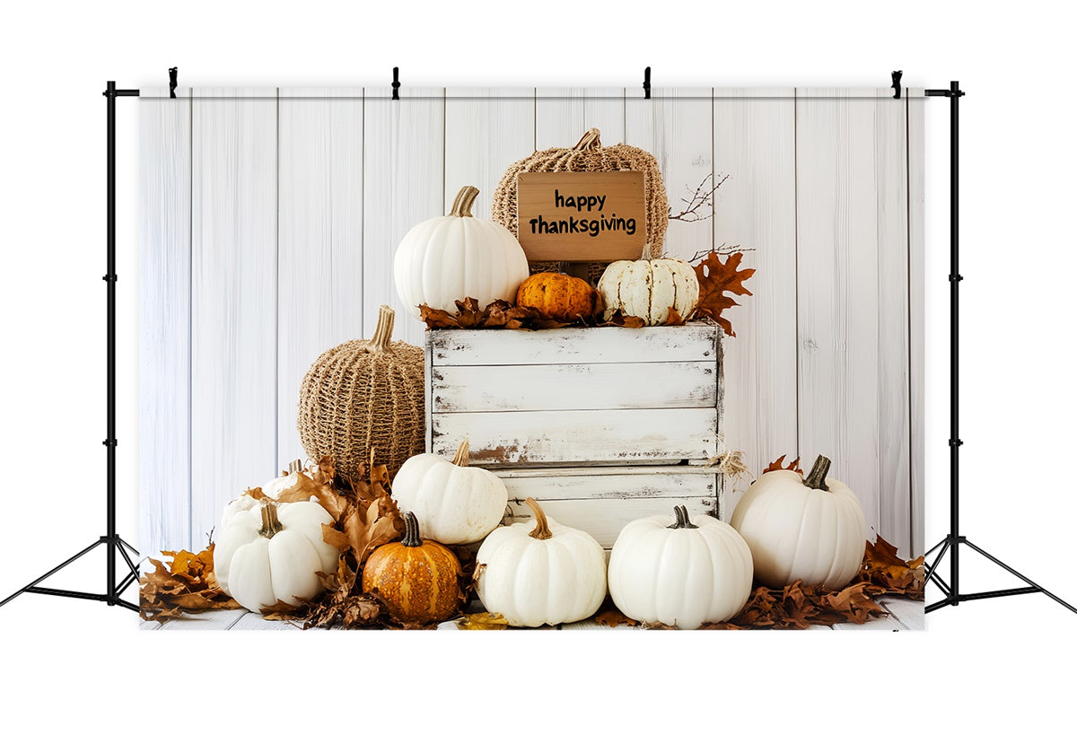 Thanksgiving Picture Backdrop White Pumpkin Rustic Backdrop UK LXX57-369