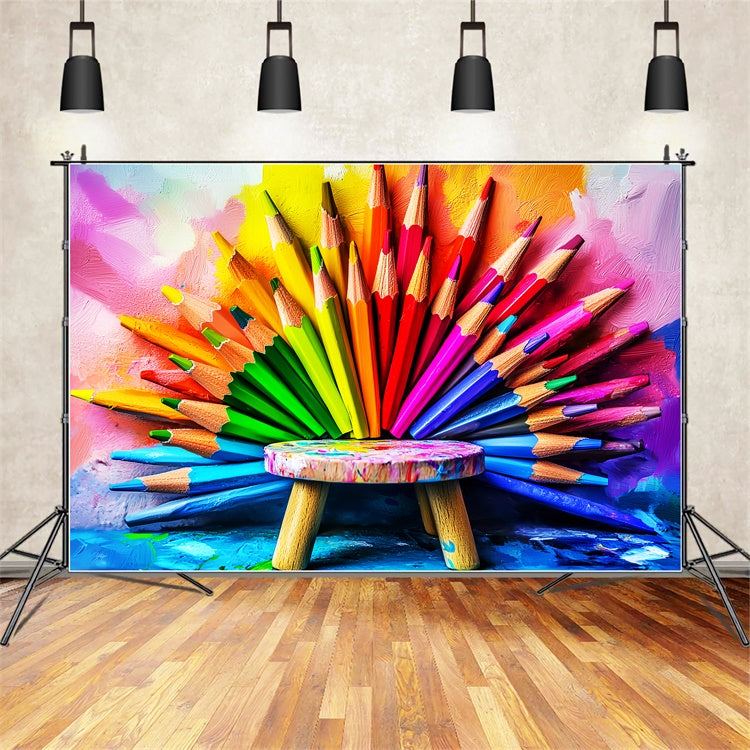 Back To School Photo Backdrop Pencil Creative Backdrop UK LXX57-37