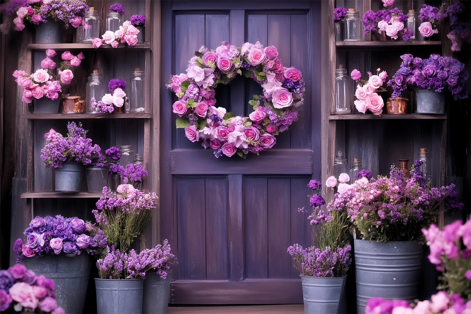 Barn Door Backdrops Purple Bloom Floral Backdrop UK LXX57-382
