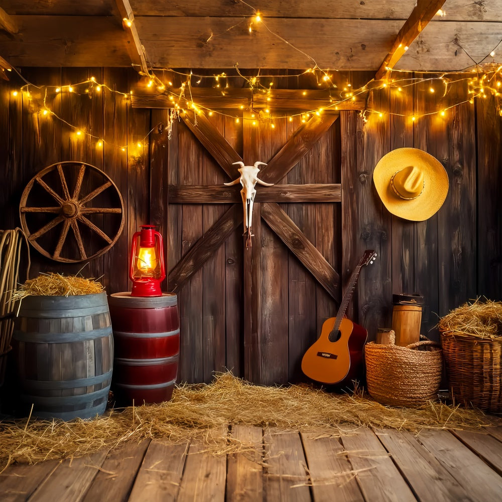 Barn Wood Backdrop Western Barn Glow Backdrop UK LXX57-384