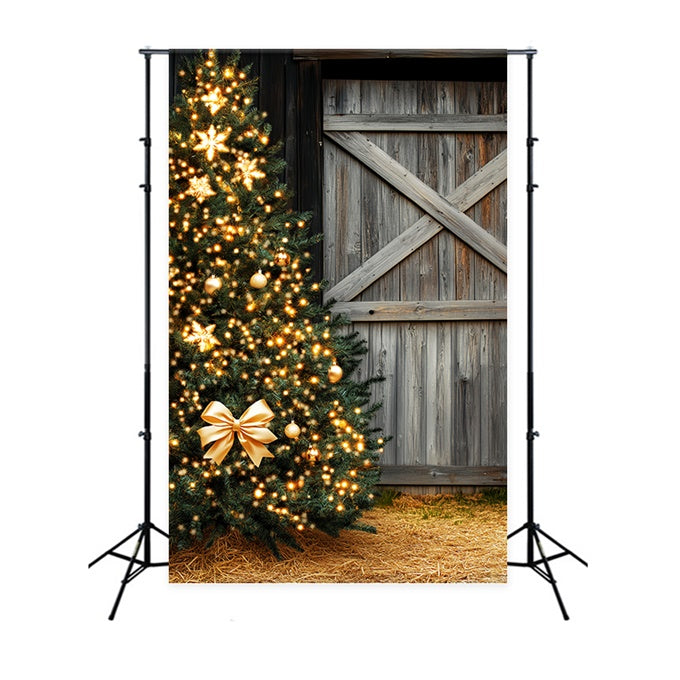 Barn Wood Backdrop Golden Glow Christmas Backdrop UK LXX57-388
