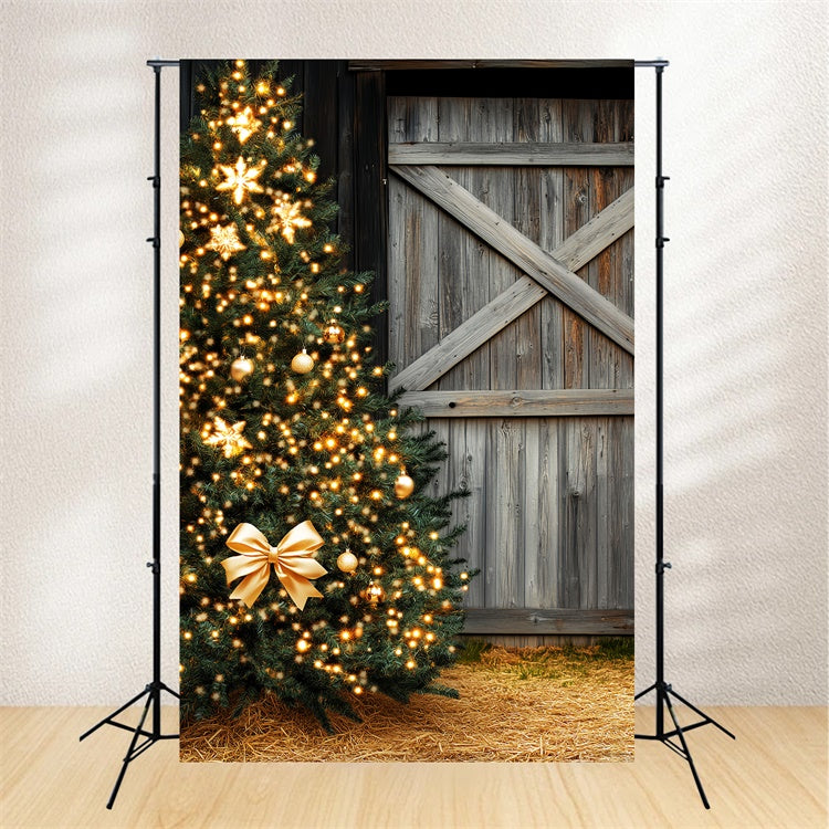 Barn Wood Backdrop Golden Glow Christmas Backdrop UK LXX57-388