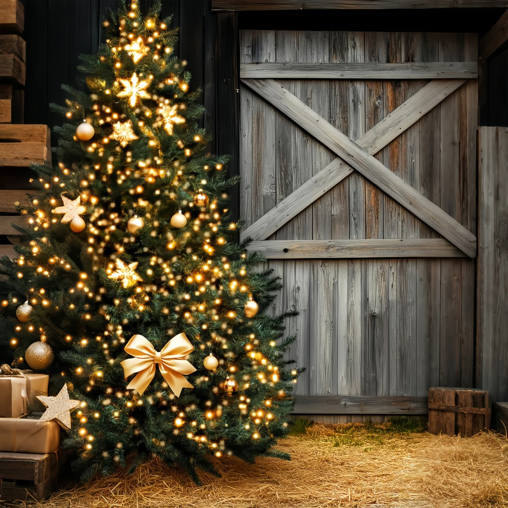 Barn Wood Backdrop Golden Glow Christmas Backdrop UK LXX57-388