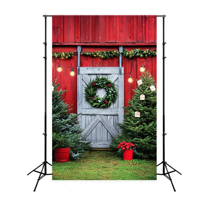 Barn Backdrops Pine Wreath Christmas Backdrop UK LXX57-391