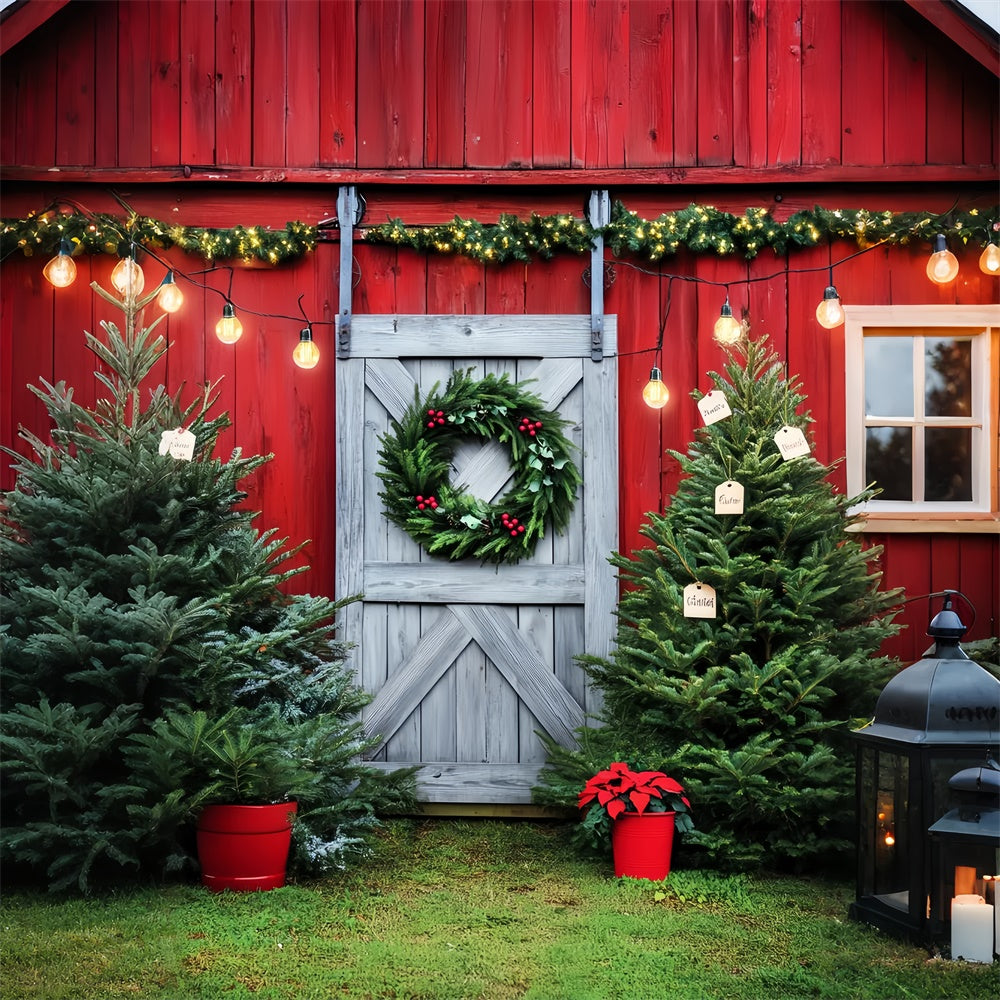 Barn Backdrops Pine Wreath Christmas Backdrop UK LXX57-391