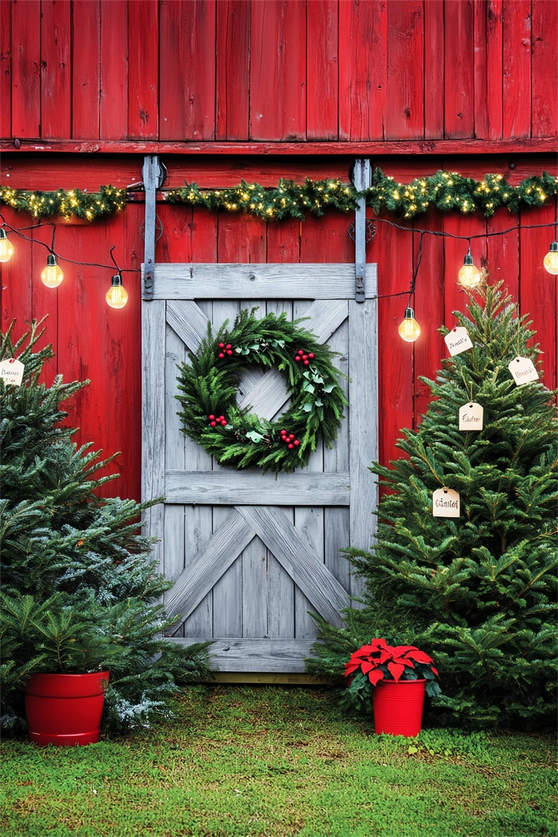 Barn Backdrops Pine Wreath Christmas Backdrop UK LXX57-391
