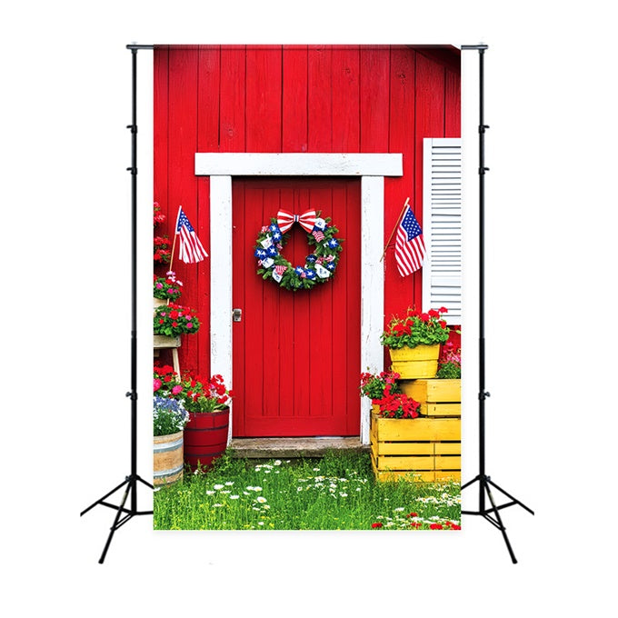 Barn Door Backdrop Patriotic Barn Porch Backdrop UK LXX57-392