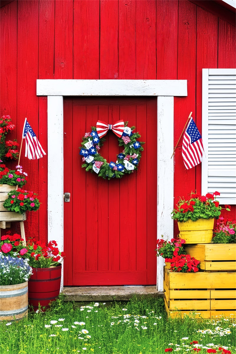 Barn Door Backdrop Patriotic Barn Porch Backdrop UK LXX57-392