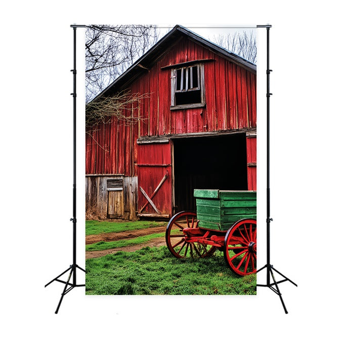 Rustic Barn Backdrop Country Lane Wagon Backdrop UK LXX57-393