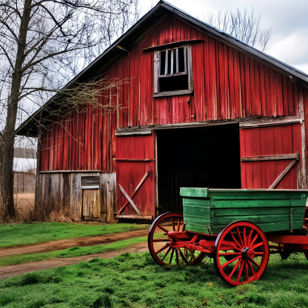 Rustic Barn Backdrop Country Lane Wagon Backdrop UK LXX57-393