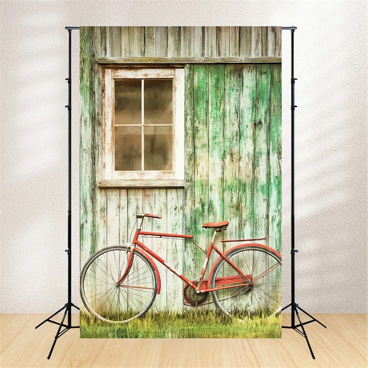 Rustic Barn Backdrop Rustic Wall Bicycle Backdrop UK LXX57-396