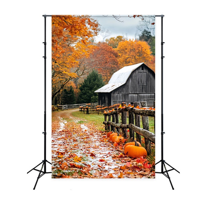Rustic Barn Backdrop Pumpkin Path Autumn Backdrop UK LXX57-398