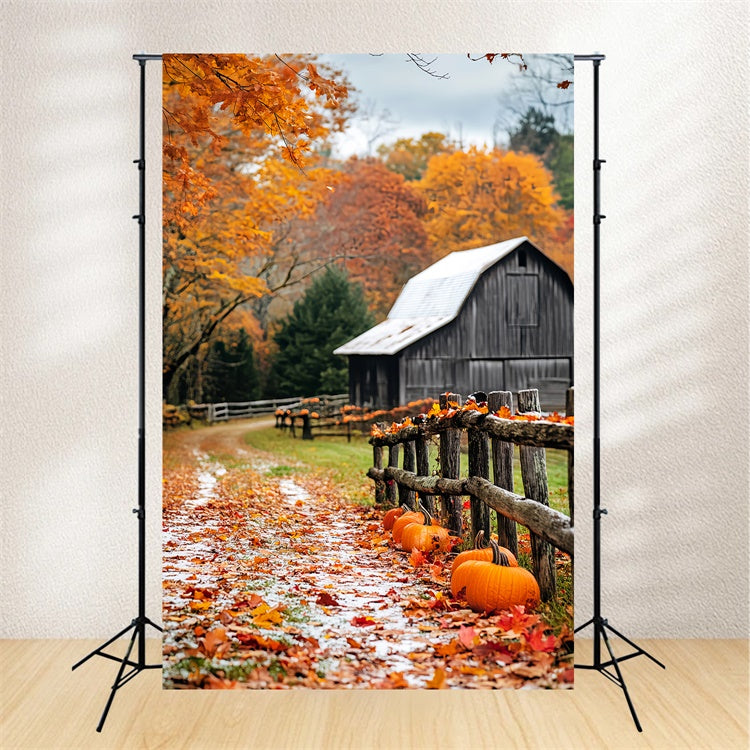 Rustic Barn Backdrop Pumpkin Path Autumn Backdrop UK LXX57-398