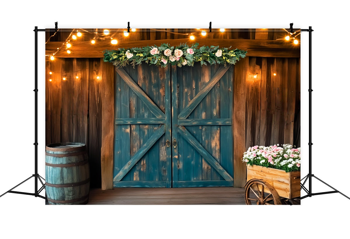 Barn Backdrop Romantic Farmhouse Floral Backdrop UK LXX57-406