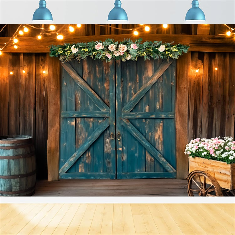 Barn Backdrop Romantic Farmhouse Floral Backdrop UK LXX57-406
