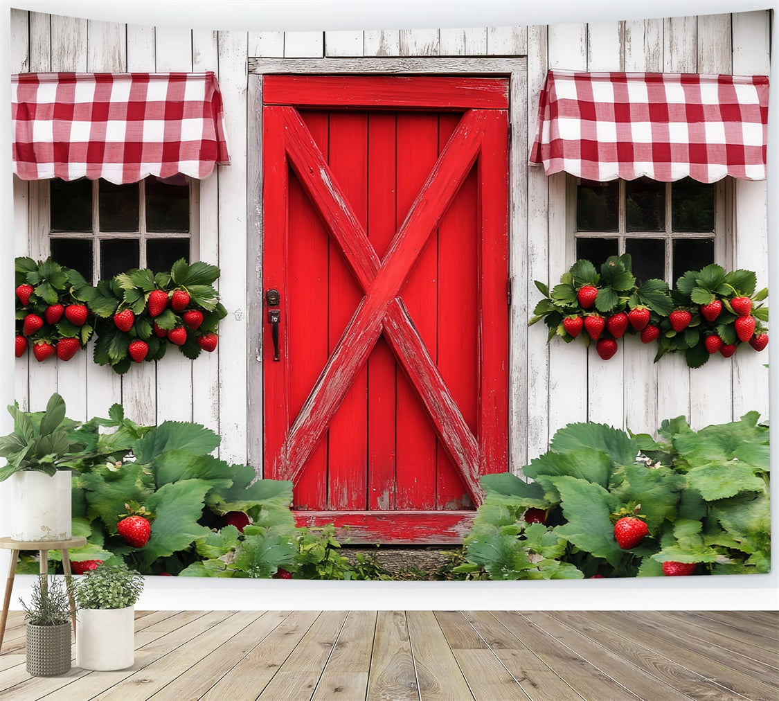 Rustic Barn Backdrop Country Berry Window Backdrop UK LXX57-408
