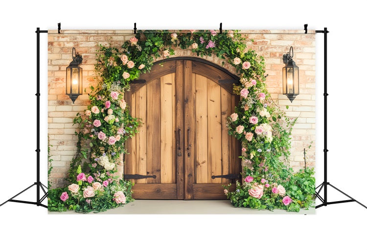 Barn Door Backdrop Garden Archway Floral Backdrop UK LXX57-410