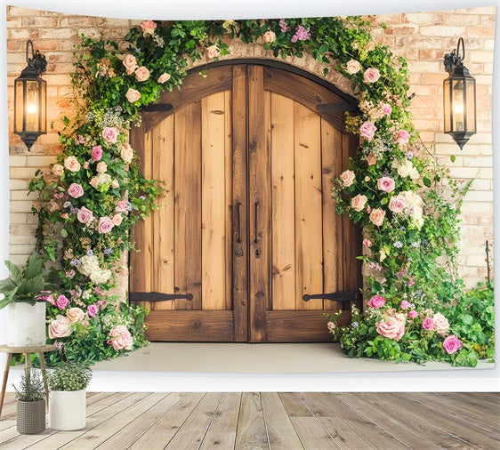 Barn Door Backdrop Garden Archway Floral Backdrop UK LXX57-410