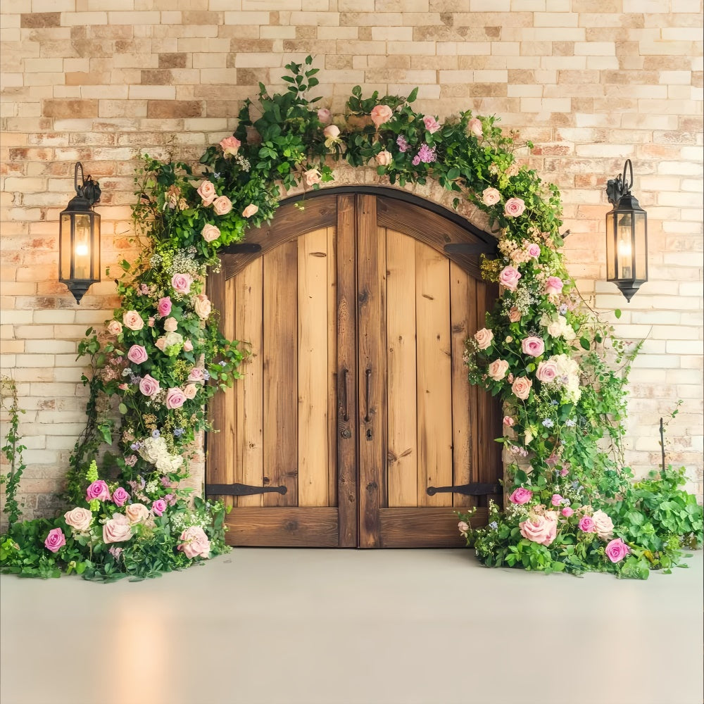 Barn Door Backdrop Garden Archway Floral Backdrop UK LXX57-410