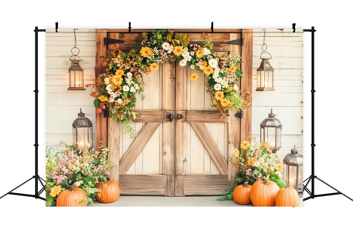 Barn Door Backdrop Cozy Porch Lantern Backdrop UK LXX57-412