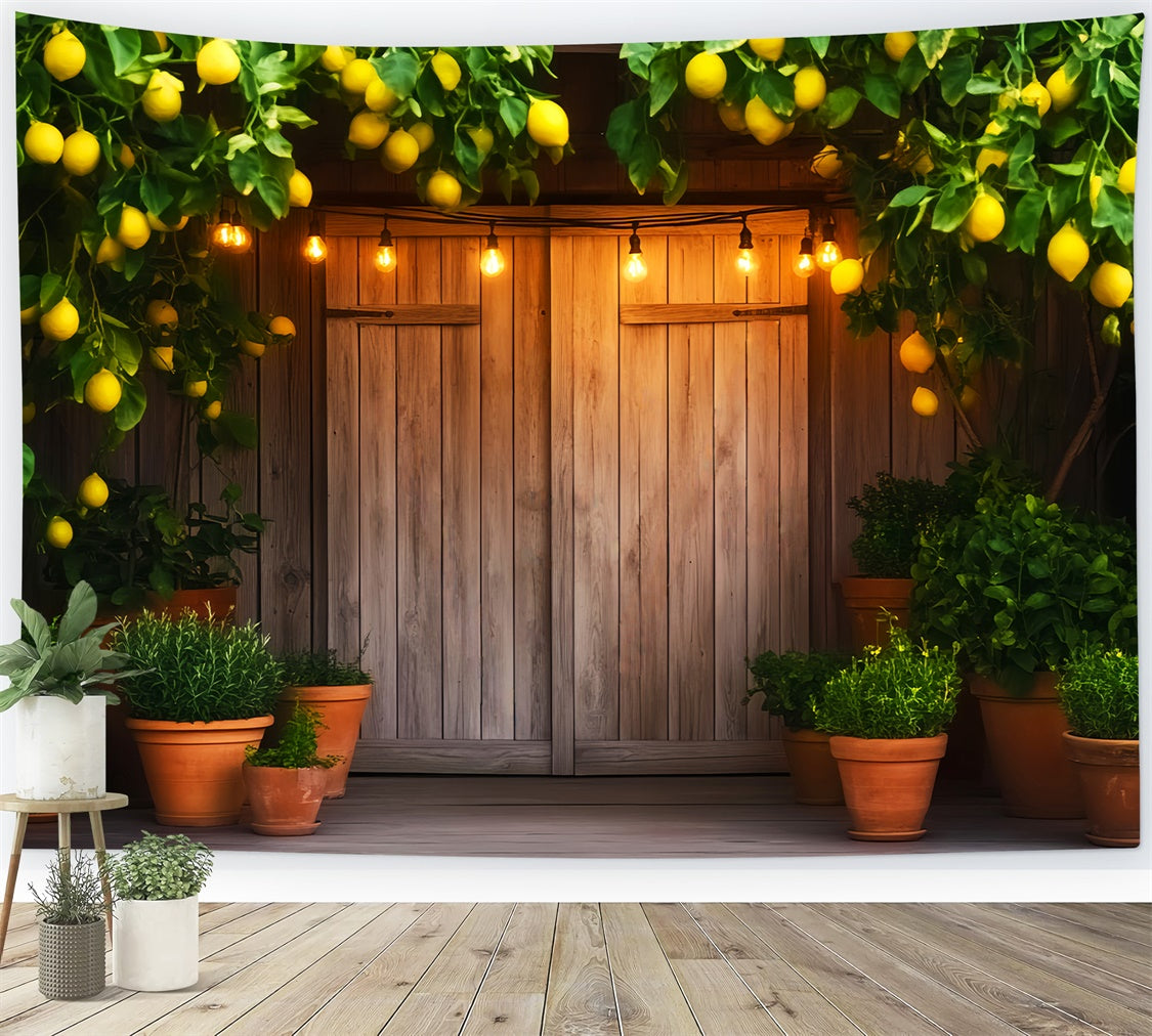 Barn Door Photo Backdrop Lemon Tree Porch Backdrop UK LXX57-413