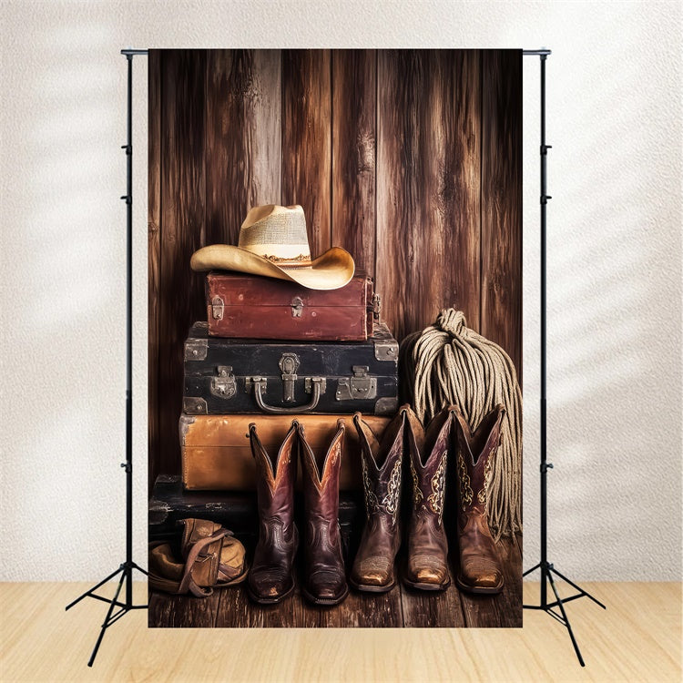 Barn Wood Backdrop Western Cowboy Boot Backdrop UK LXX57-419