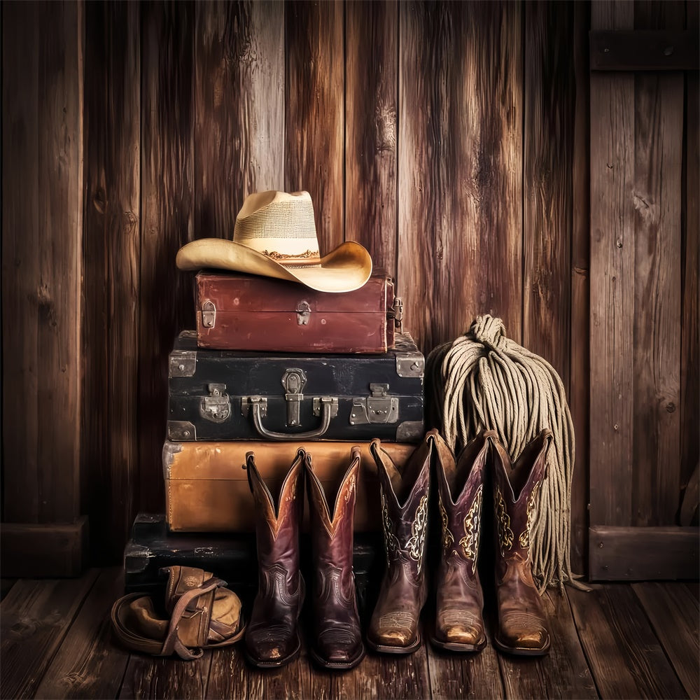 Barn Wood Backdrop Western Cowboy Boot Backdrop UK LXX57-419