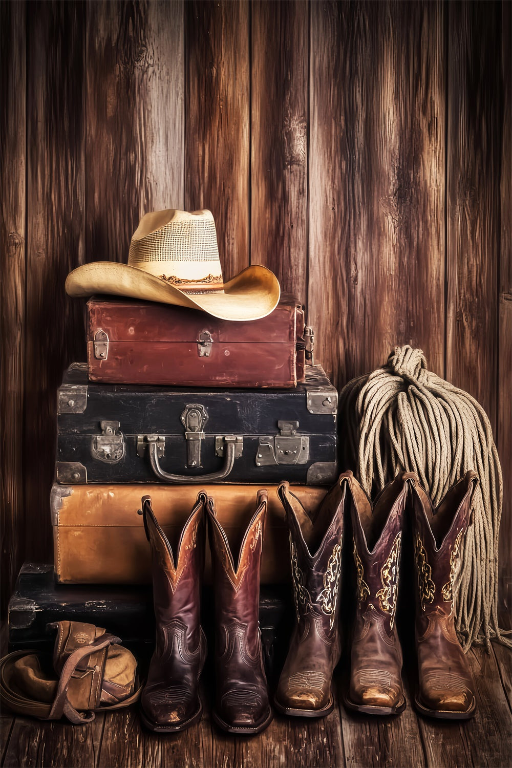 Barn Wood Backdrop Western Cowboy Boot Backdrop UK LXX57-419