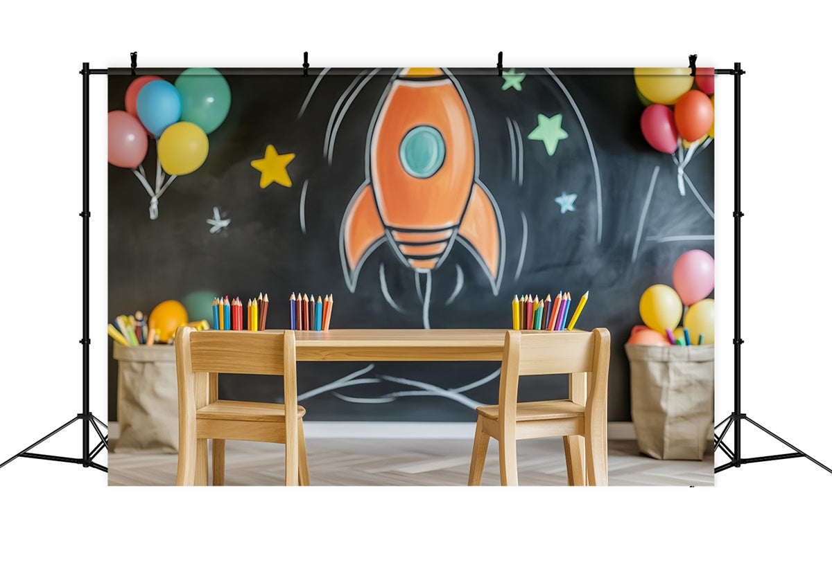 Chalkboard Photo Backdrop Pencil Balloon Study Backdrop UK LXX57-42