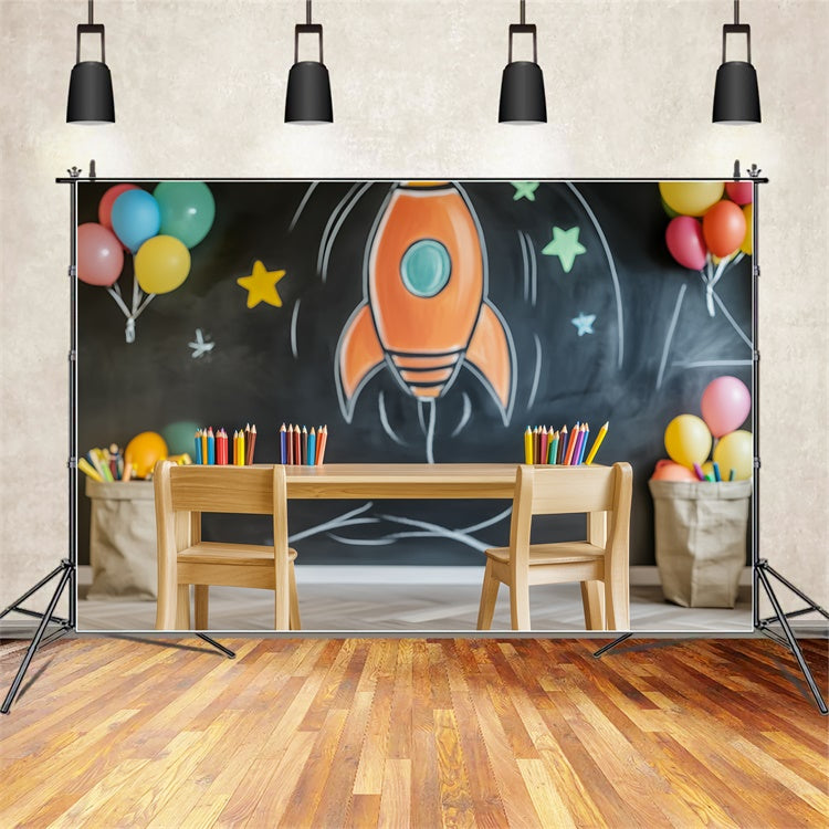 Chalkboard Photo Backdrop Pencil Balloon Study Backdrop UK LXX57-42