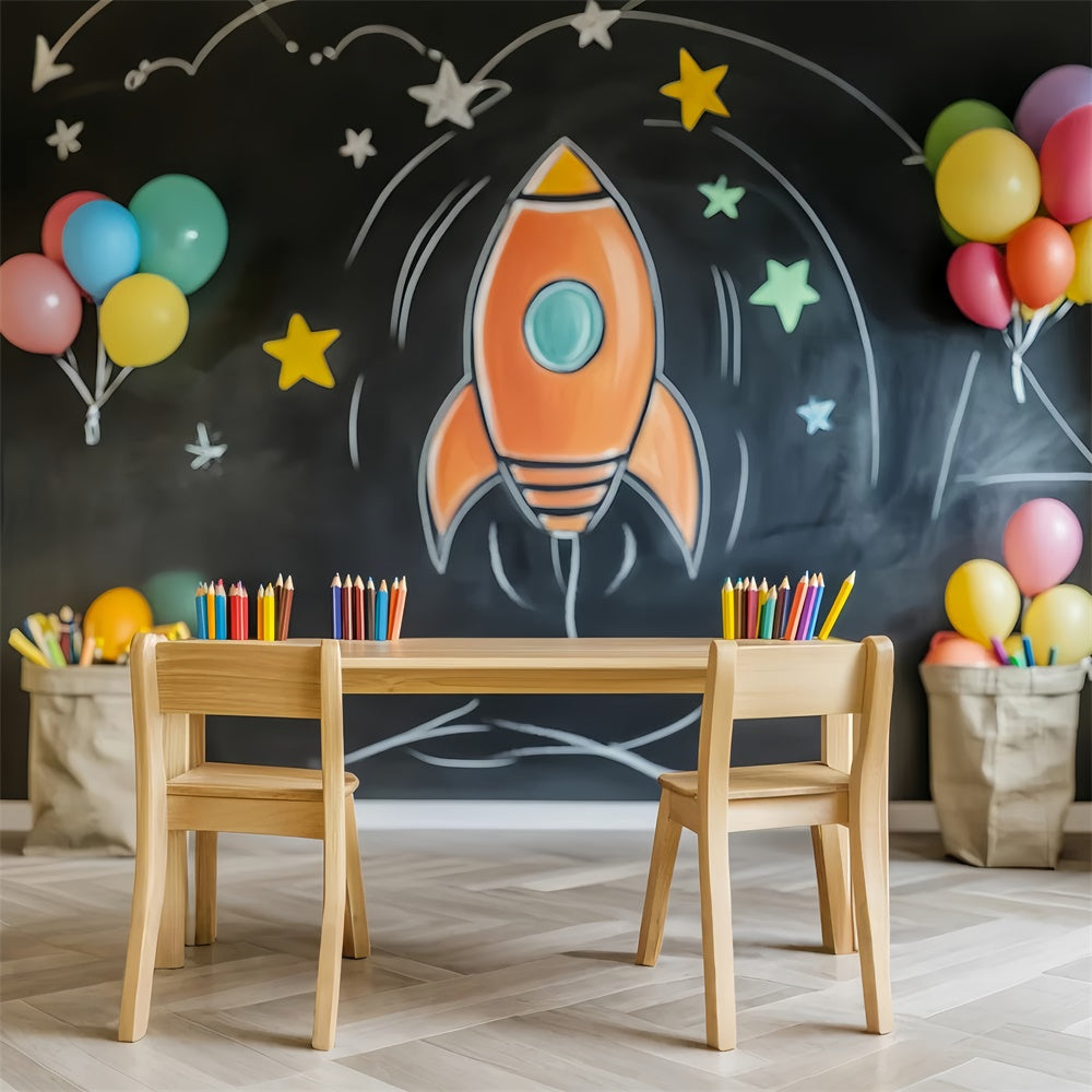 Chalkboard Photo Backdrop Pencil Balloon Study Backdrop UK LXX57-42