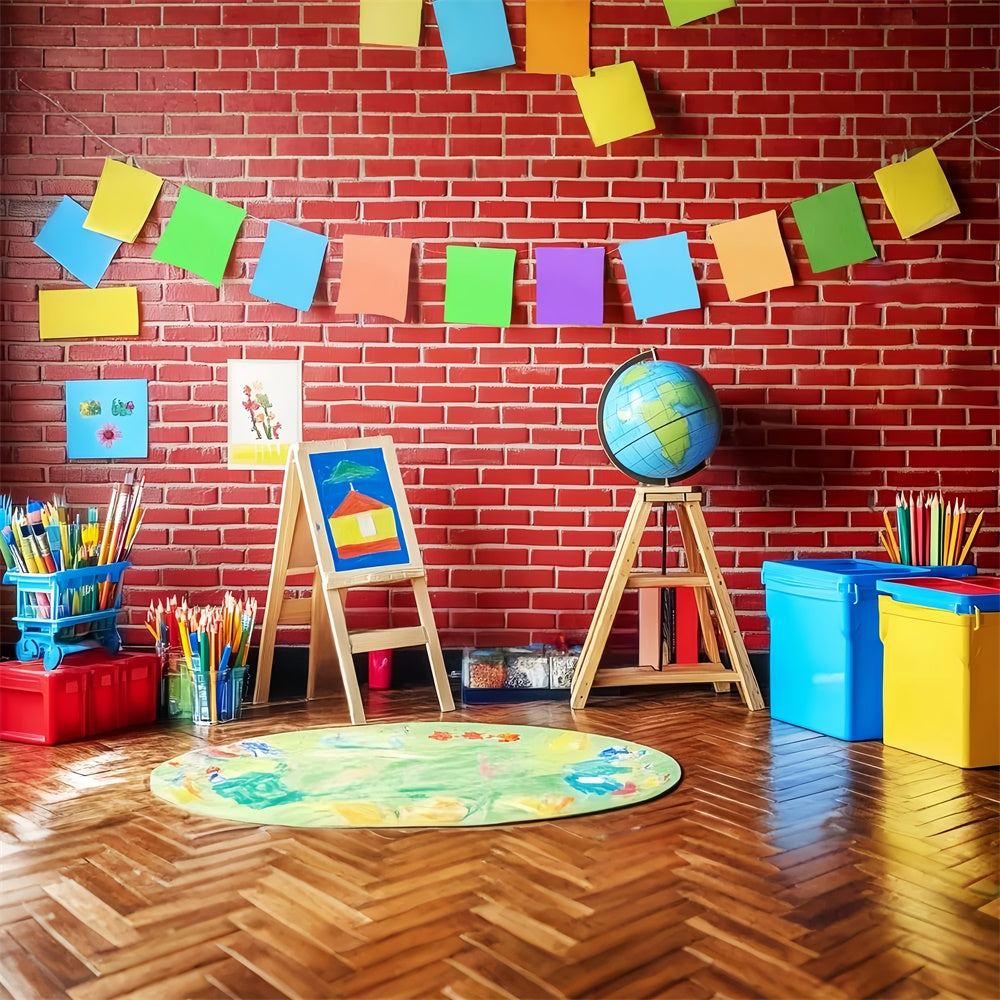 Back To School Photo Backdrop Brick Wall Creativity Backdrop UK LXX57-43
