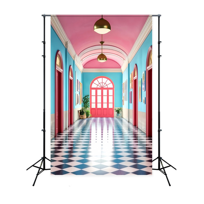 School Picture Backdrop Candy Hallway Classroom Backdrop UK LXX57-47
