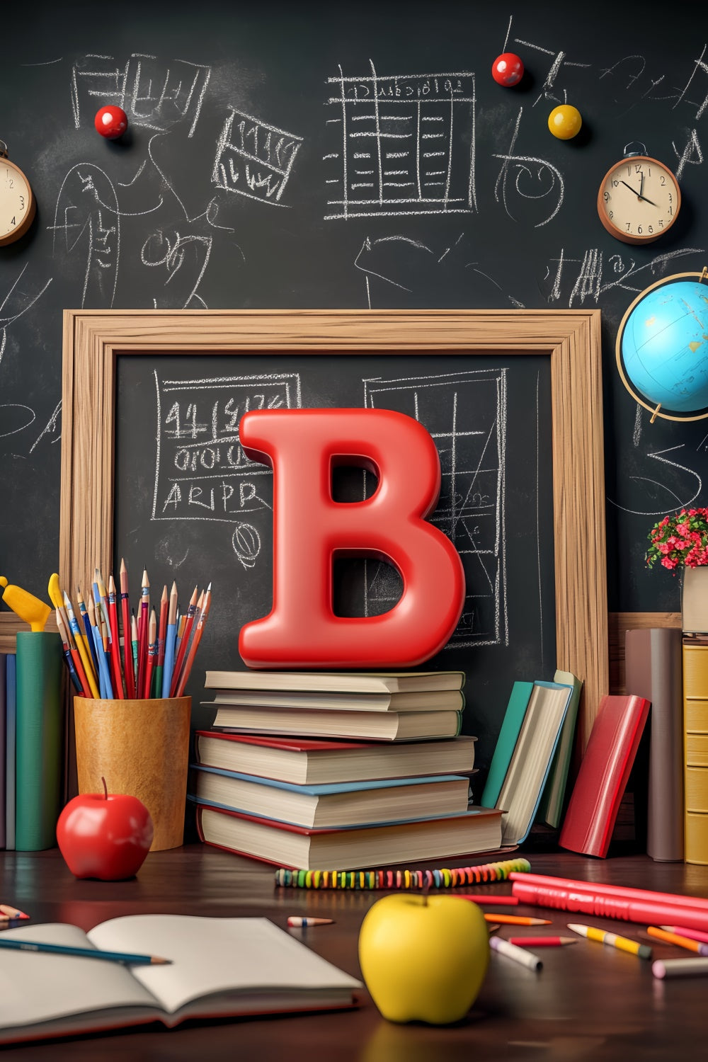 Back To School Backdrop Classic School Desk Backdrop UK LXX57-48