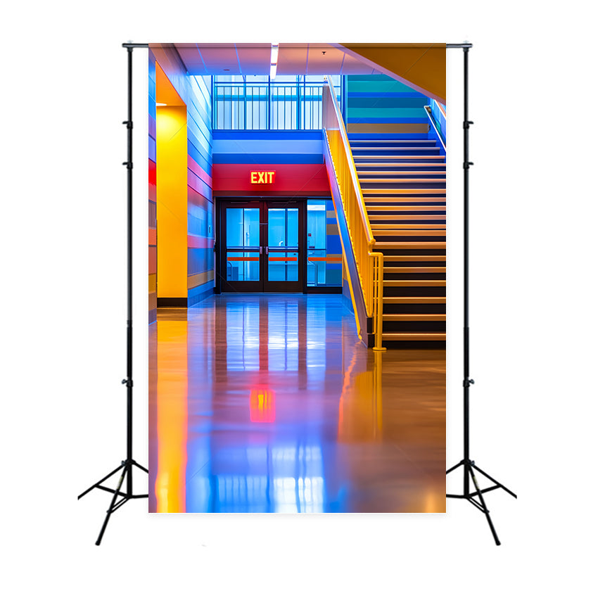 School Picture Backdrop Bright Steps Corridor Backdrop UK LXX57-49