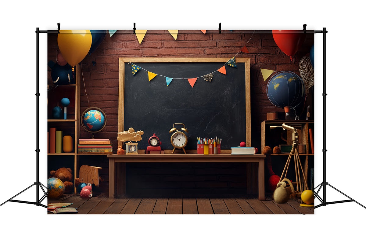 Back To School Photo Backdrop Retro Study Nook Backdrop UK LXX57-50