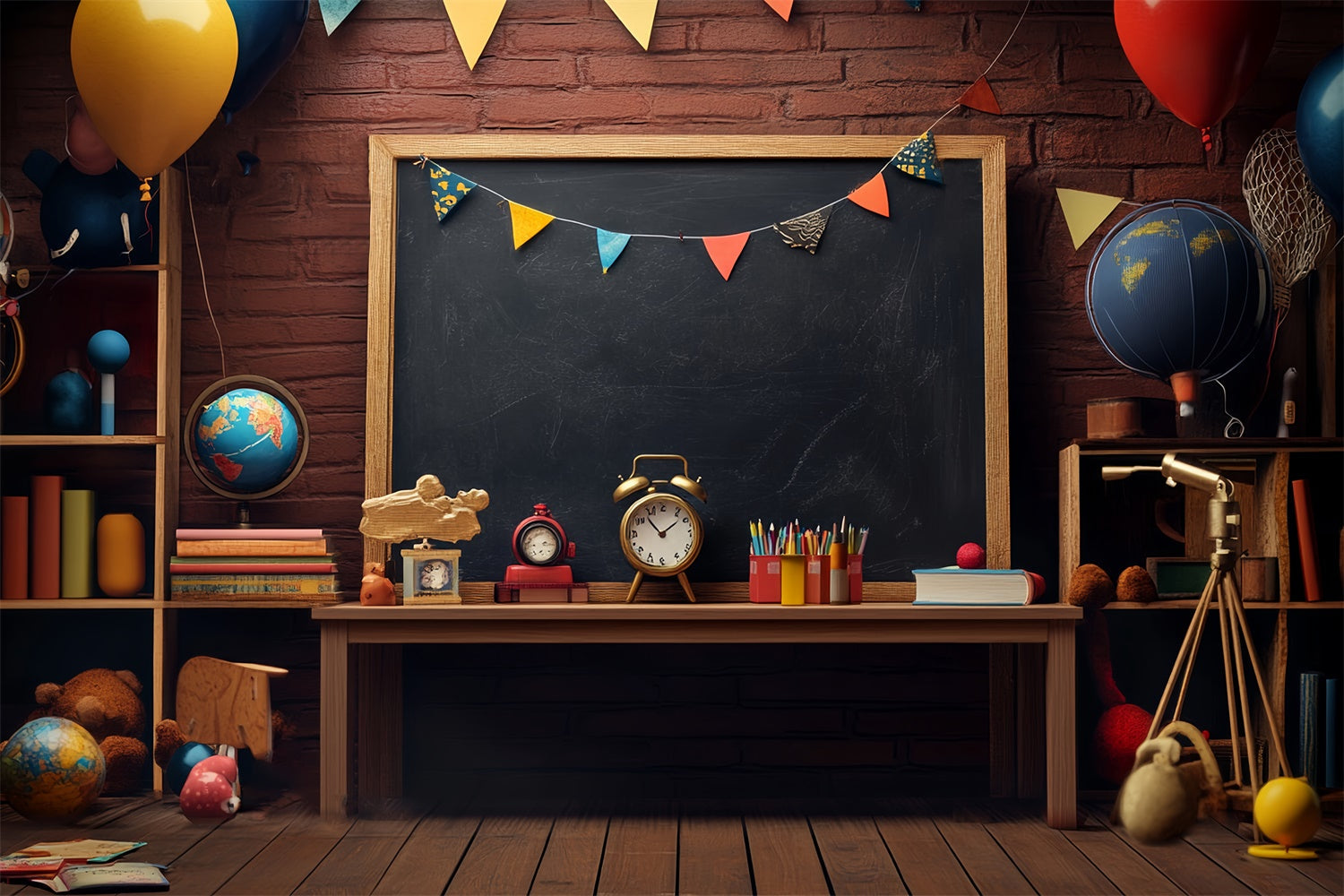 Back To School Photo Backdrop Retro Study Nook Backdrop UK LXX57-50