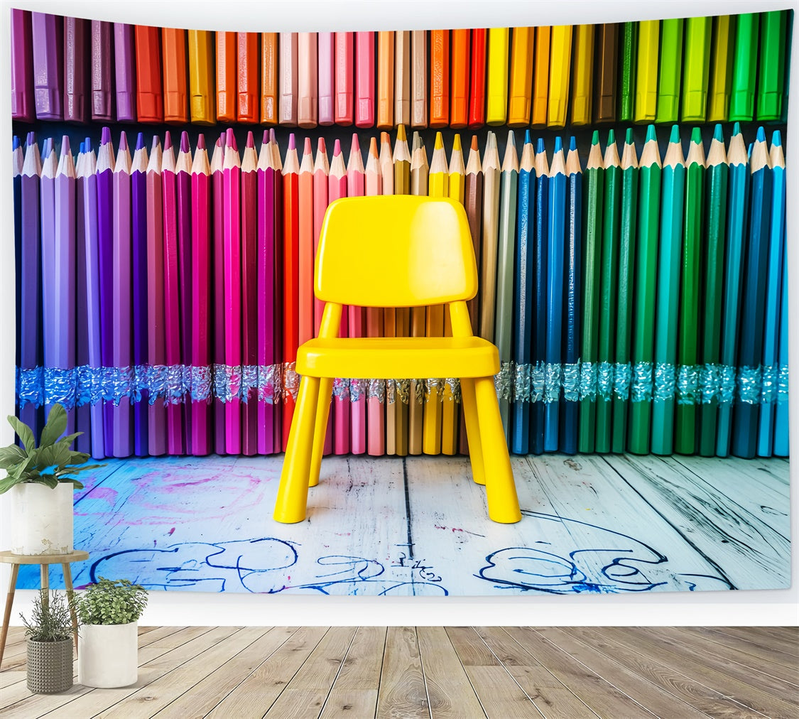 Back To School Backdrop Rainbow Pencil Seat Backdrop UK LXX57-53