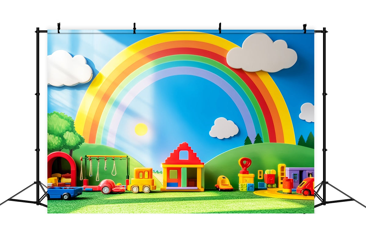 School Photo Backdrop Rainbow Toy Parade Backdrop UK LXX57-55