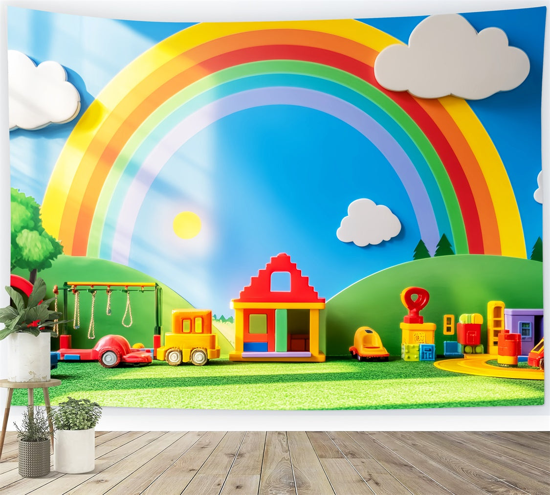 School Photo Backdrop Rainbow Toy Parade Backdrop UK LXX57-55