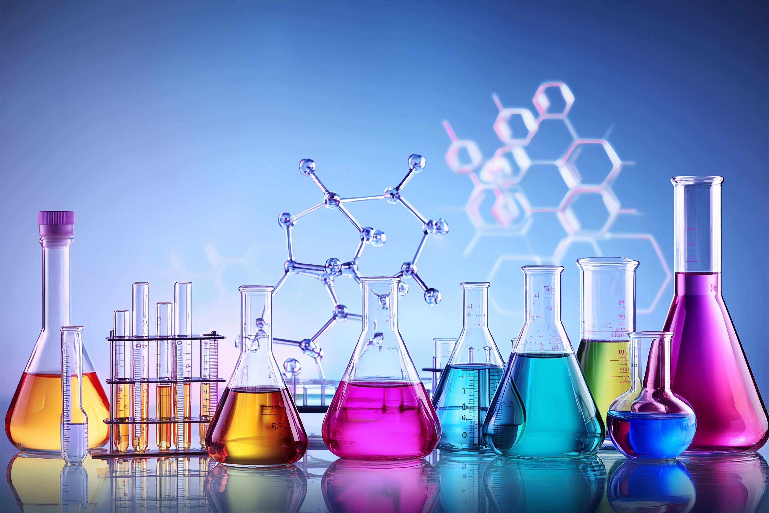 Chemistry Backdrop Colorful Chemistry Flasks Molecular Structure Back To School Backdrop UK LXX58-103