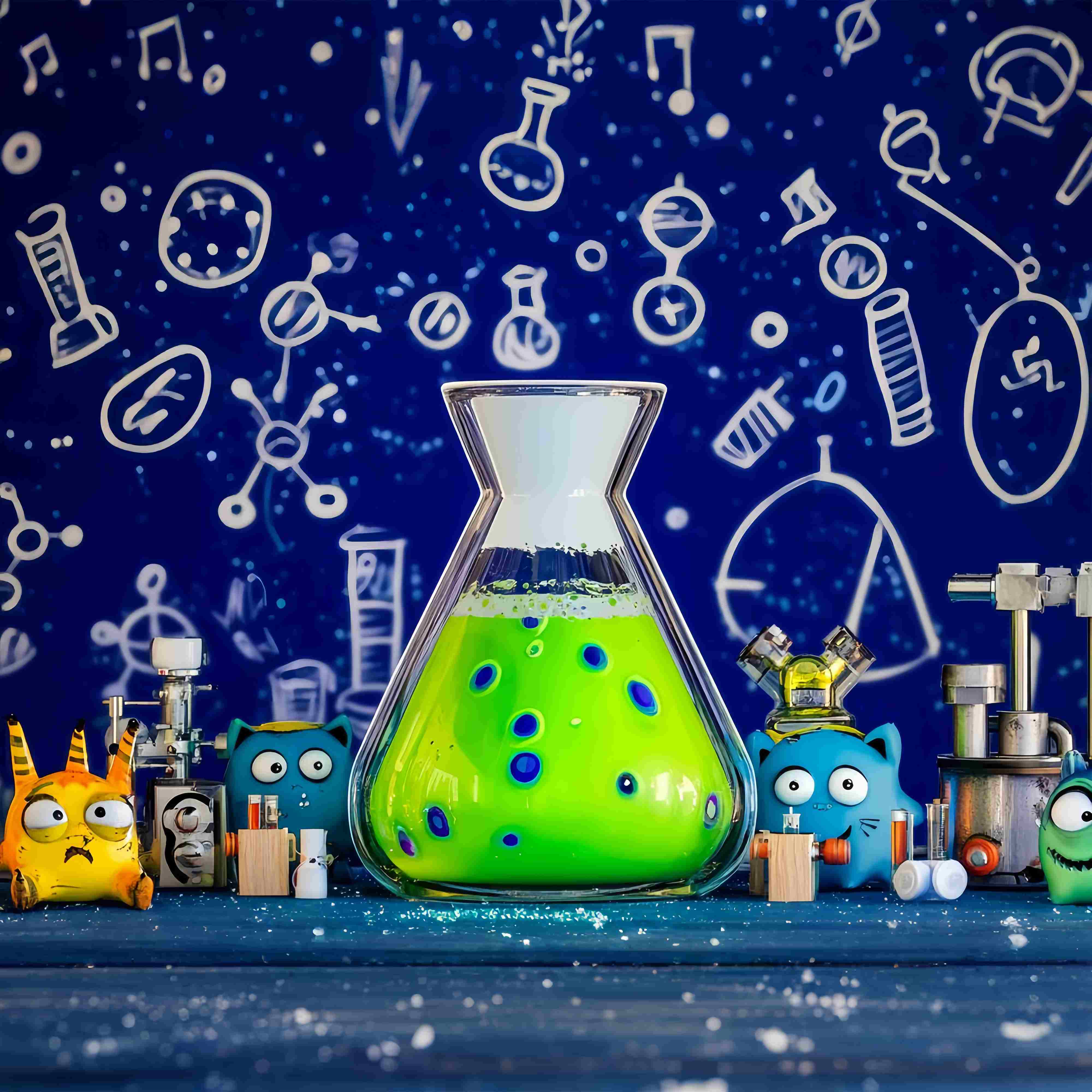 Chemistry Backdrop Cartoon Monster Science Experiment Setup Back To School Backdrops UK LXX58-107
